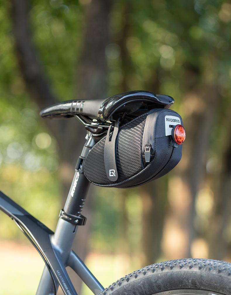 ROCKBROS Bike Saddle Bag, Bike Bag Under Seat, Strap-on Cycling Wedge Pack, Bike Seat Storage Bag for Mountain Road Bikes, 0.75L