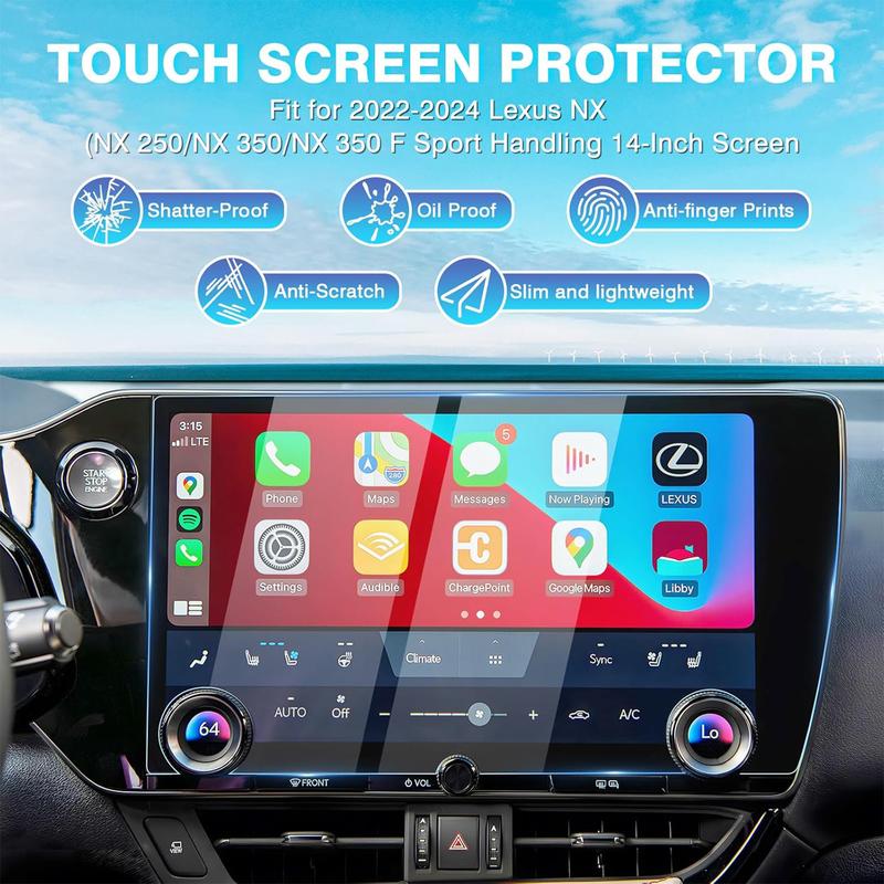 Canvcle 2 Pack 2022-2025 NX Screen Protector for Lexus NX250 NX350 NX350H NX450h+ 14-Inch Tempered Glass Anti-Glare Durable Smooth Protection for Lexus NX Accessories
