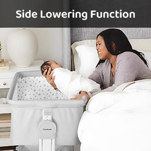 Cowiewie Bassinet Bedside Sleeper, Rocking Bassinet for Baby with 4 Wheels & 7 Adjustable Height, 360° All-Round Breathable Mesh Sides Bedside Crib, 2025 New