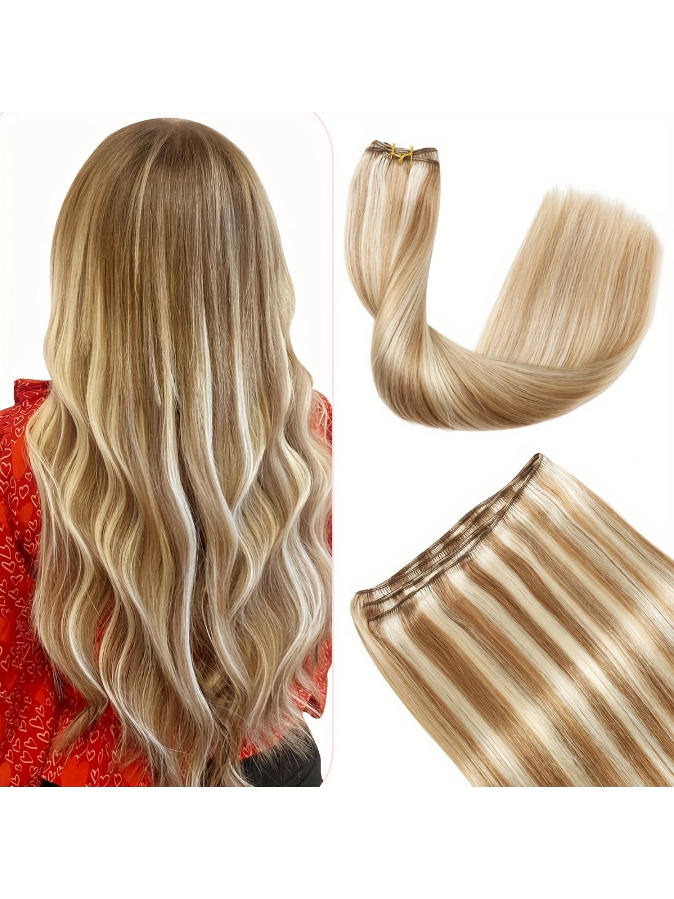 Natural Human Hair Weft Sew in Hair Bundles, Real Machine Made, Invisible Extension, 50g/bundle, for Women & Girls, All Occasions