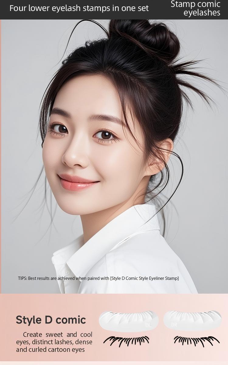 2-In-1 Dual-Head False Lash Stamp Makeup Tool Set, Quick-Dry Long-Lasting Portable, Sweat-Resistant, Multiple Styles and Colors, Essential for Beginners