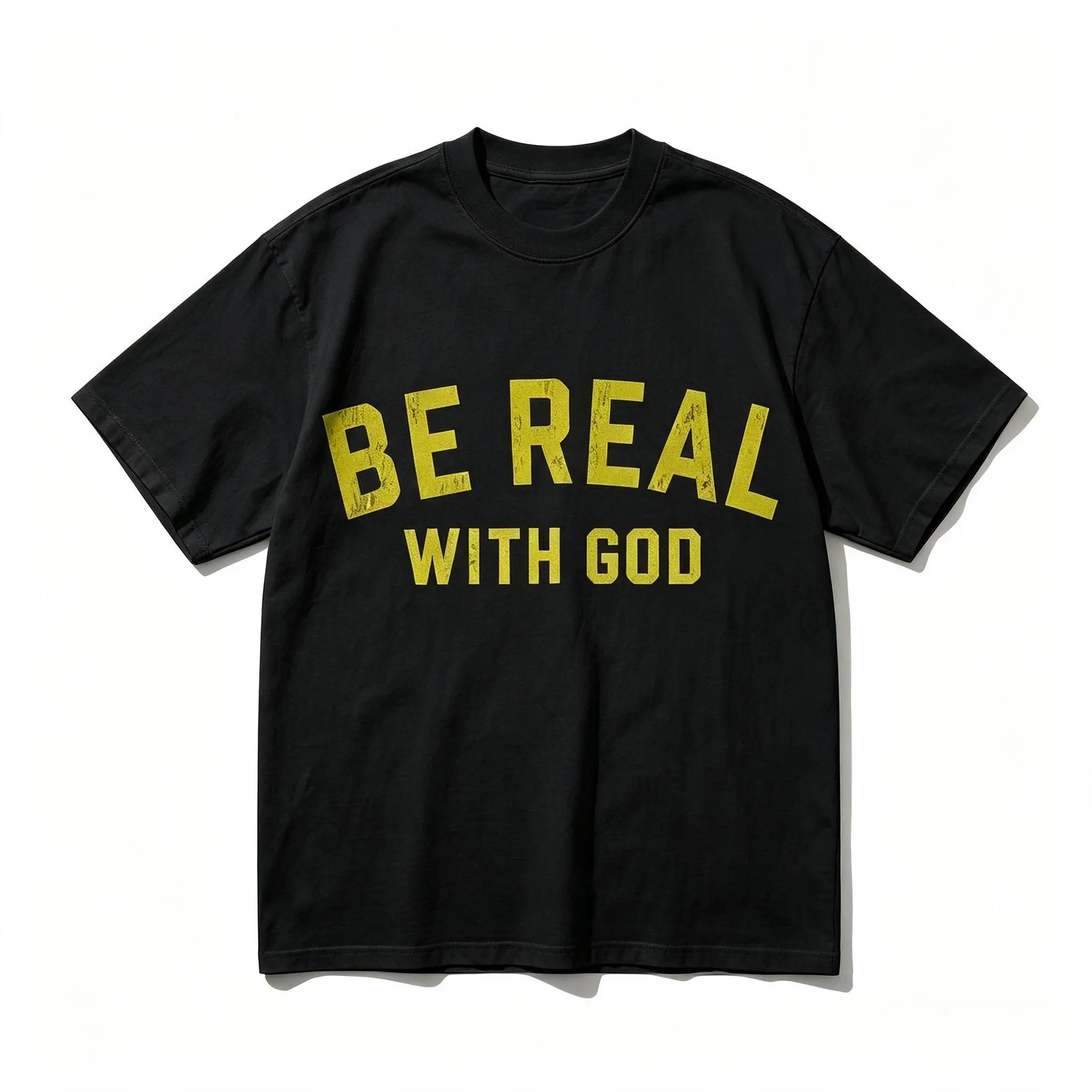 Vintage BE REAL WITH GOD Short Sleeve Graphic T-Shirt, god apparel, christian clothing Menswear Top Casual Crewneck Streetwear Tshirt Tropical