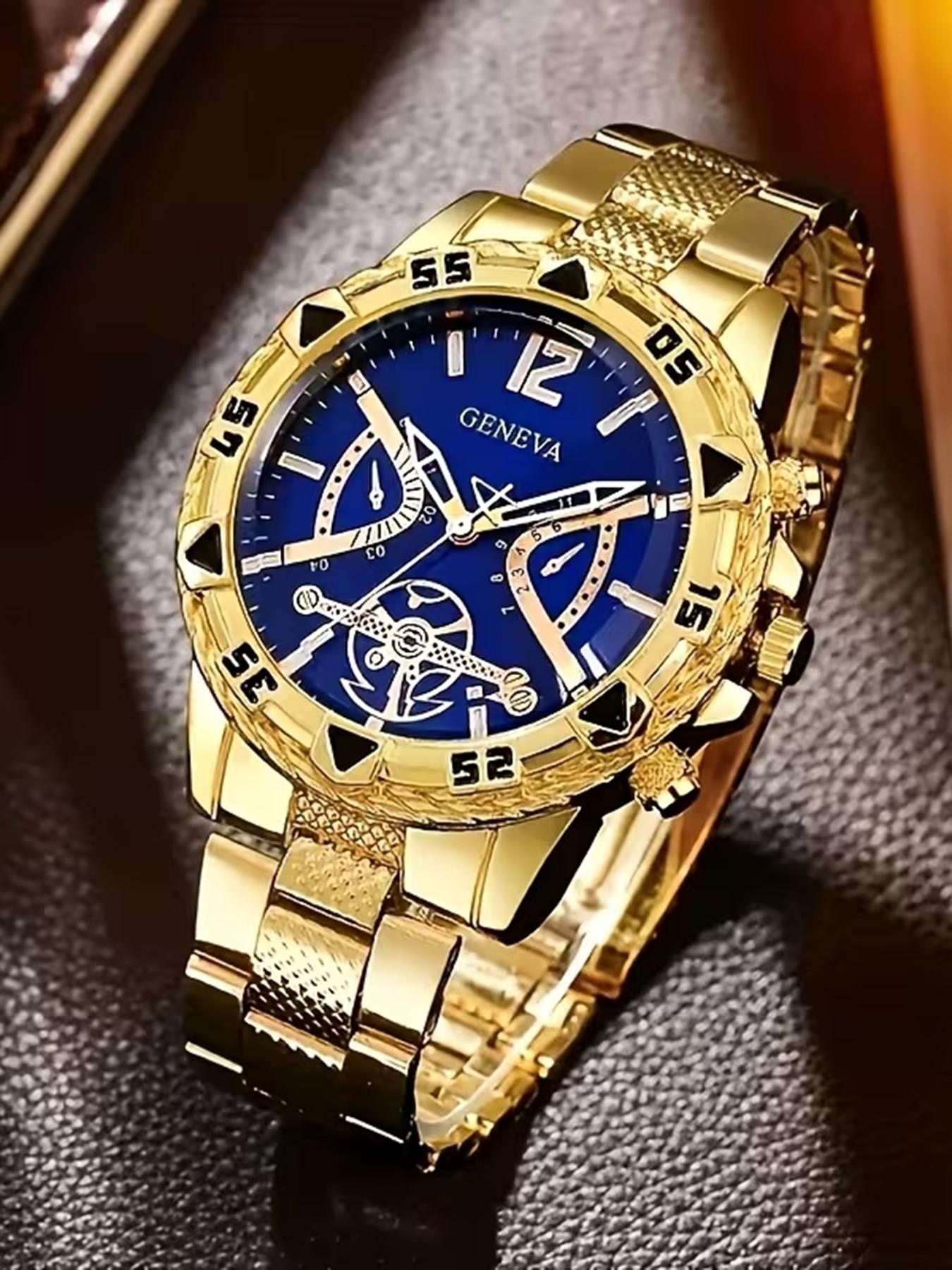 10 piece set of men's luxury watches with multi colored dials, suitable for both business and casual wear, making it an ideal gift for his birthday or holiday