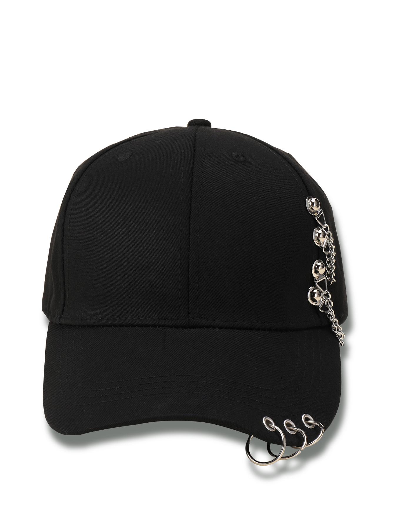Men Solid Color Side Rivets With Three Rings Baseball Cap Fashion Breathable Women Hip-hop Adjustable Leisure Sun Hat