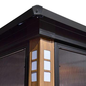 PURPLE LEAF 12' x 16' Hardtop Gazebo For Patio | Screen House Wood Grain Aluminum Solarium Canopy