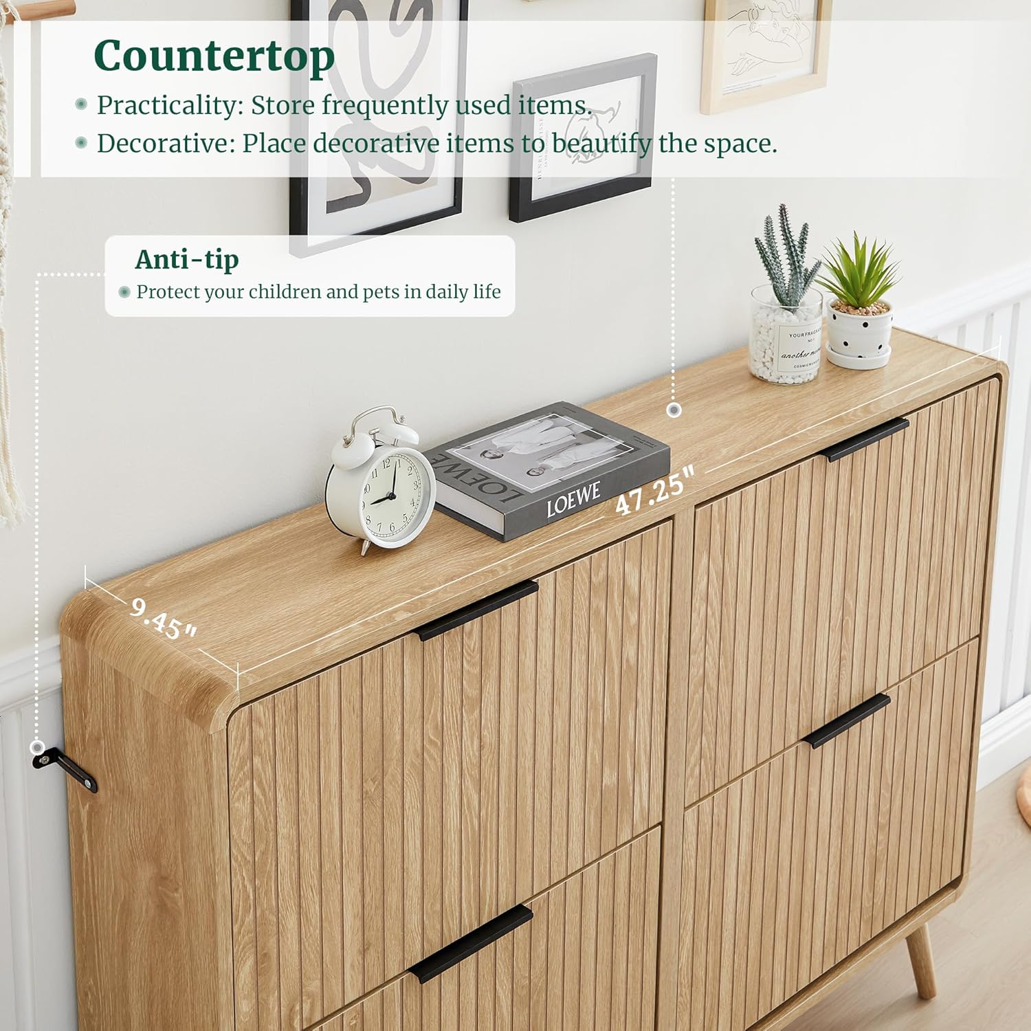 Giratree 47" Fluted Large Shoe Cabinet with 4 Flip Drawers, Slim Freestanding Shoe Cabinet Organizer, Narrow Shoes Storage Rack for Entryway, 5 Sturdy Legs Giratree 47" Fluted Large Shoe Cabinet with 4 Flip Drawers, Slim Freestanding Shoe Cabinet Organizer, Narrow Shoes Storage Rack for Entryway, 5 Sturdy Legs