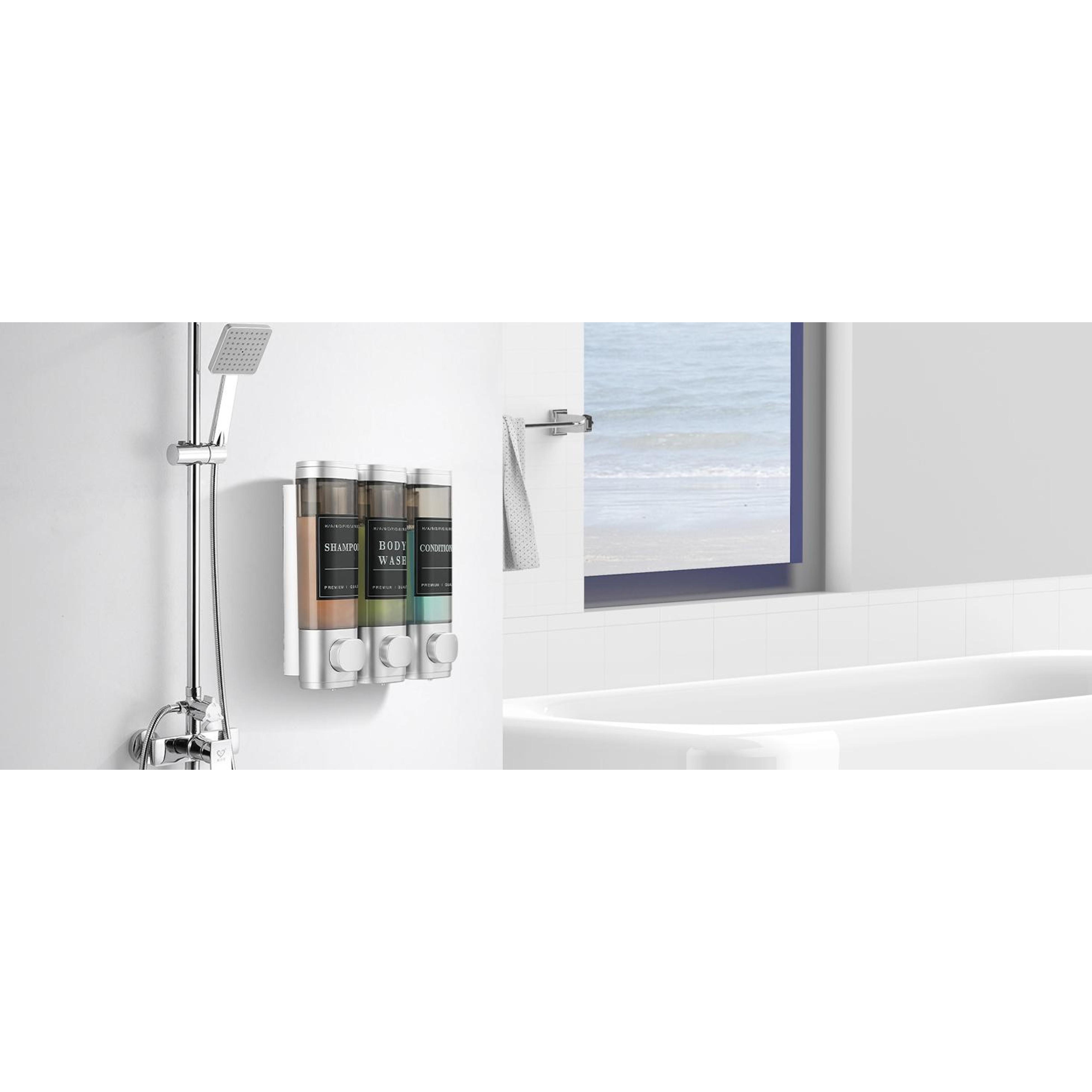 Shower Soap Dispenser Wall Mounted No Drill Shampoo Dispenser for Shower Wall Shampoo and Conditioner Dispenser Bathroom Hotel 3 * 300ml Silver with Labels Shower Soap Dispenser Wall Mounted No Drill Shampoo Dispenser for Shower Wall Shampoo and Conditioner Dispenser Bathroom Hotel 3 * 300ml Silver with Labels