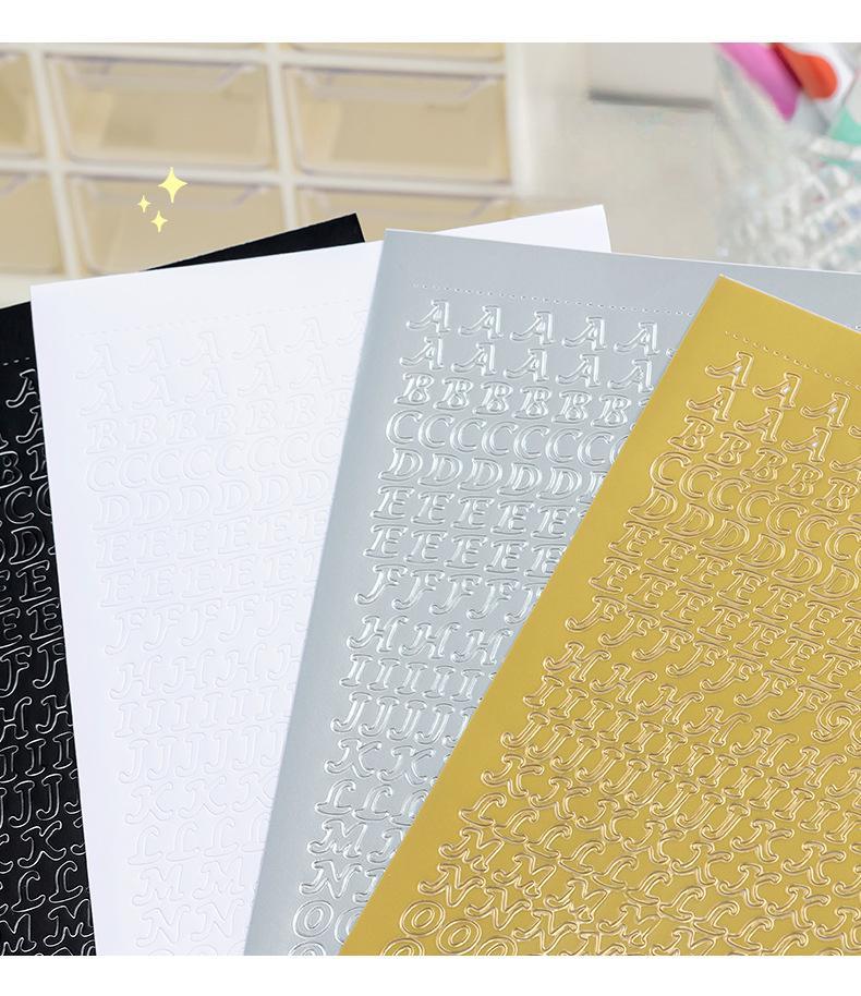 2/4Pcs Golden Silver Letter Number Stickers Bronzing Alphabet Scrapbooking Decorative Stickers DIY Diary Laptop Phone