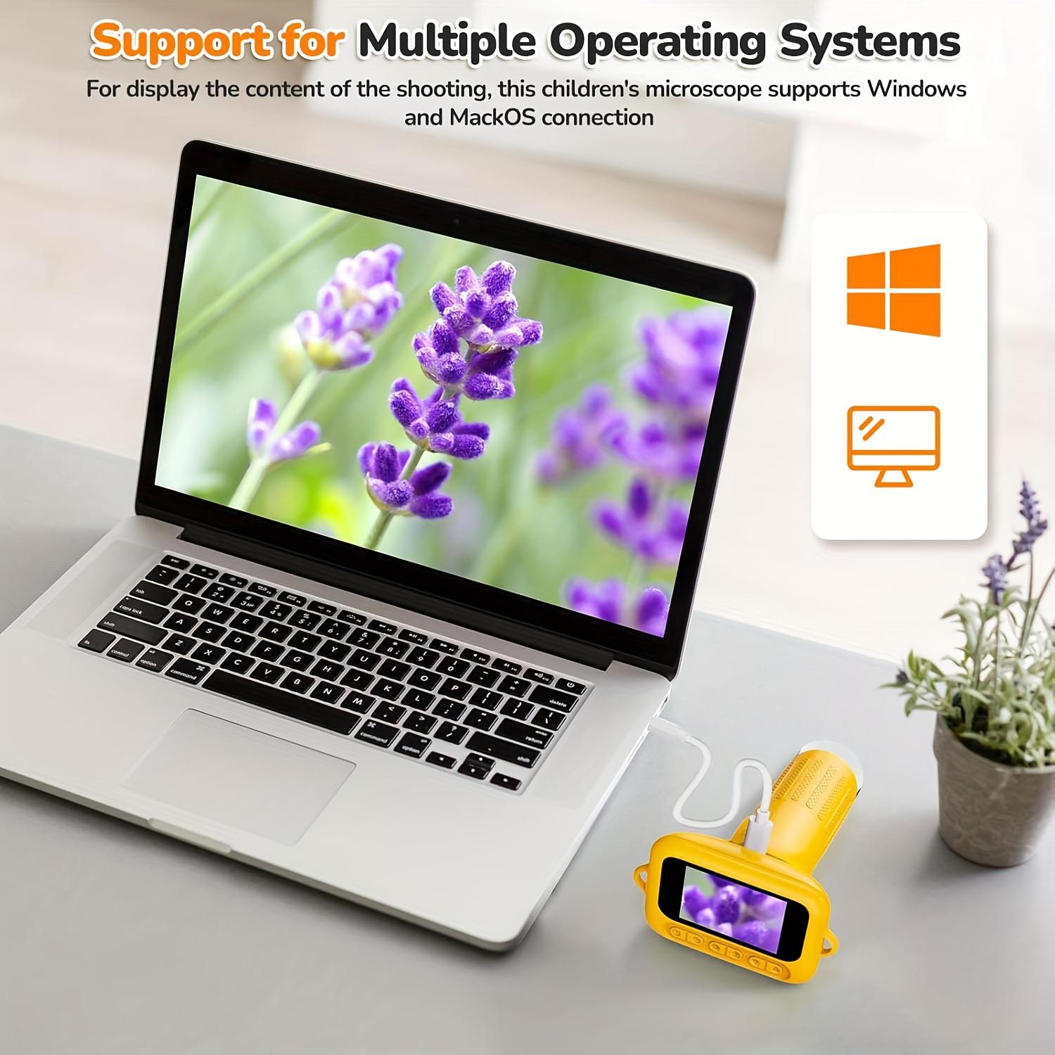 Portable Microscope for Kids and Adults, Mini Handheld Digital Microscope, USB Digital Microscope, IPS Screen Electronic Magnifier, 8 Adjustable LED Lights