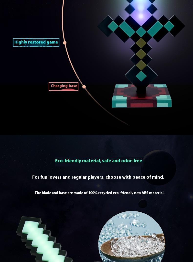 Diamond Sword 14 Inch USB Desk LED Night Light 11 Color Decorative Fun Safe Mood Lamp for Home Bedroom Living Room Office USB Powered LED Technology Ambient Glow Lighted Floor Standing