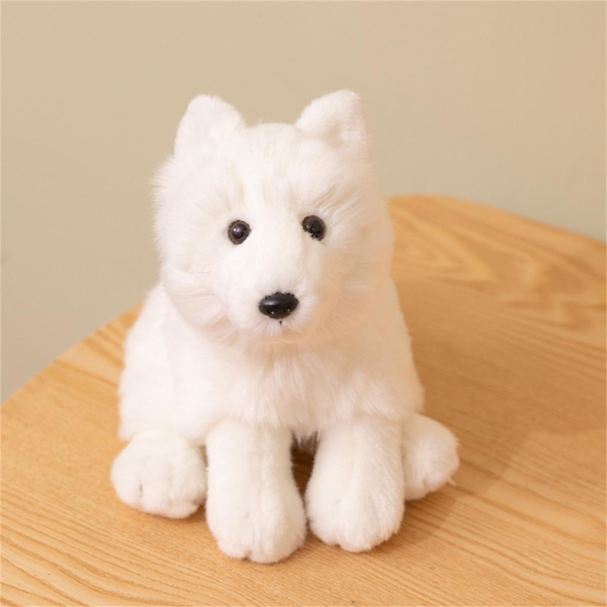 Realistic Arctic Fox Plush Toy, Unisex Soft Stuffed Animal, Perfect Gift for Kids' Birthdays, Valentine's Day, Mother's Day, Christmas