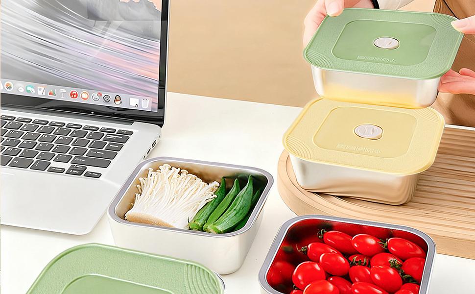 Littleox 3 Pack 304 Stainless Steel Lunch Box Leakproof Food Storage Metal Snack Containers Reusable Sauce Cups Portion Control Containers for Office Travel Meal Prep