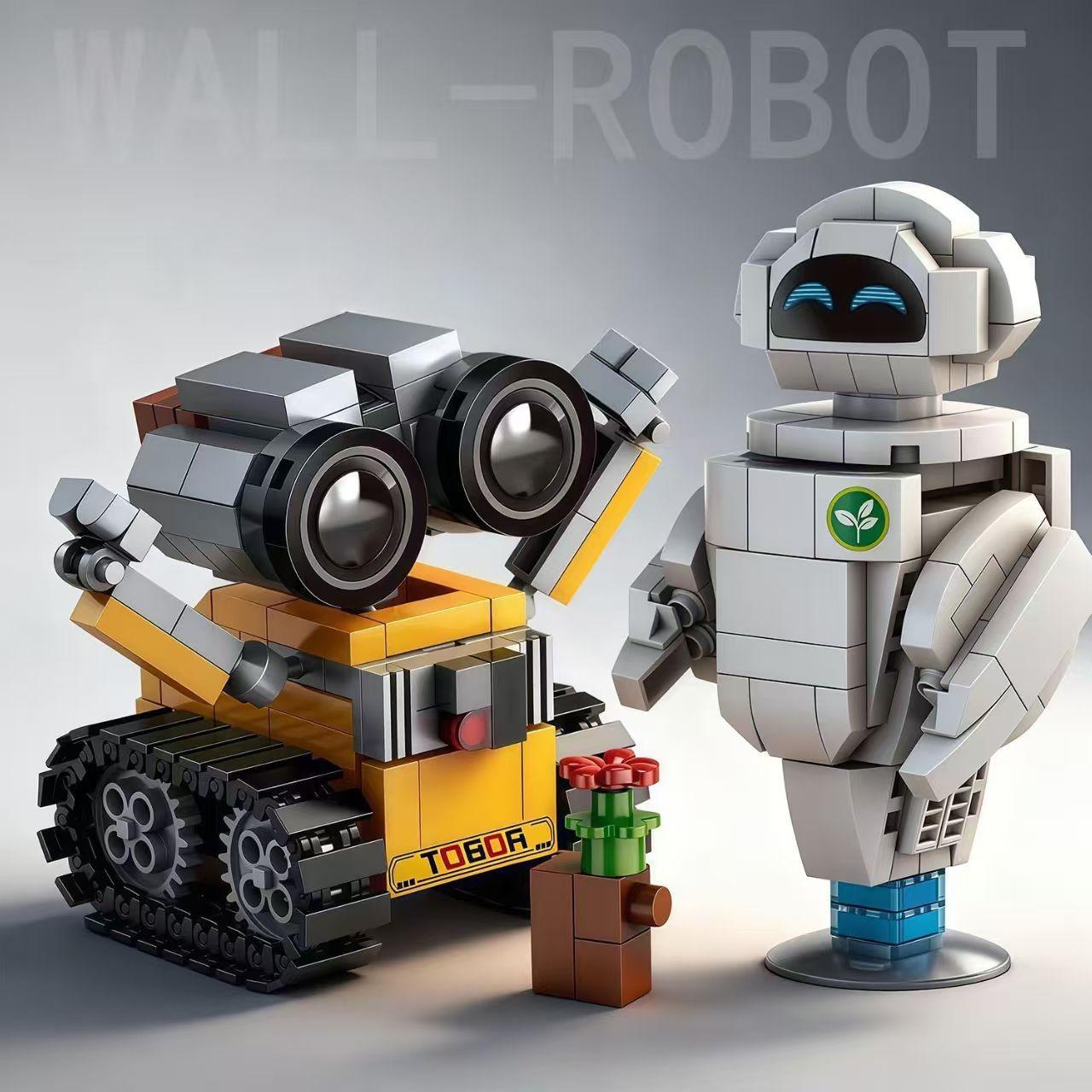 2-Pack New Edition Cute Mini Robot Building Blocks 3D Model Kit, Healing Adorable Toy Decor for Desk, Birthday Gift Idea