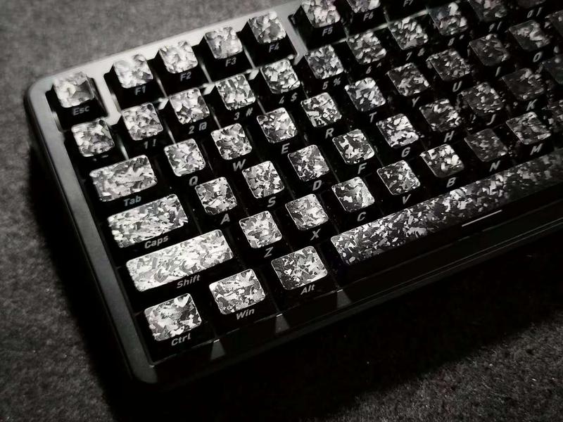 Carbon Fiber Side Engraved Keycaps 119 Keys Wooring Bee Magnetic Axis Compatible Mechanical Keyboard Universal Fit