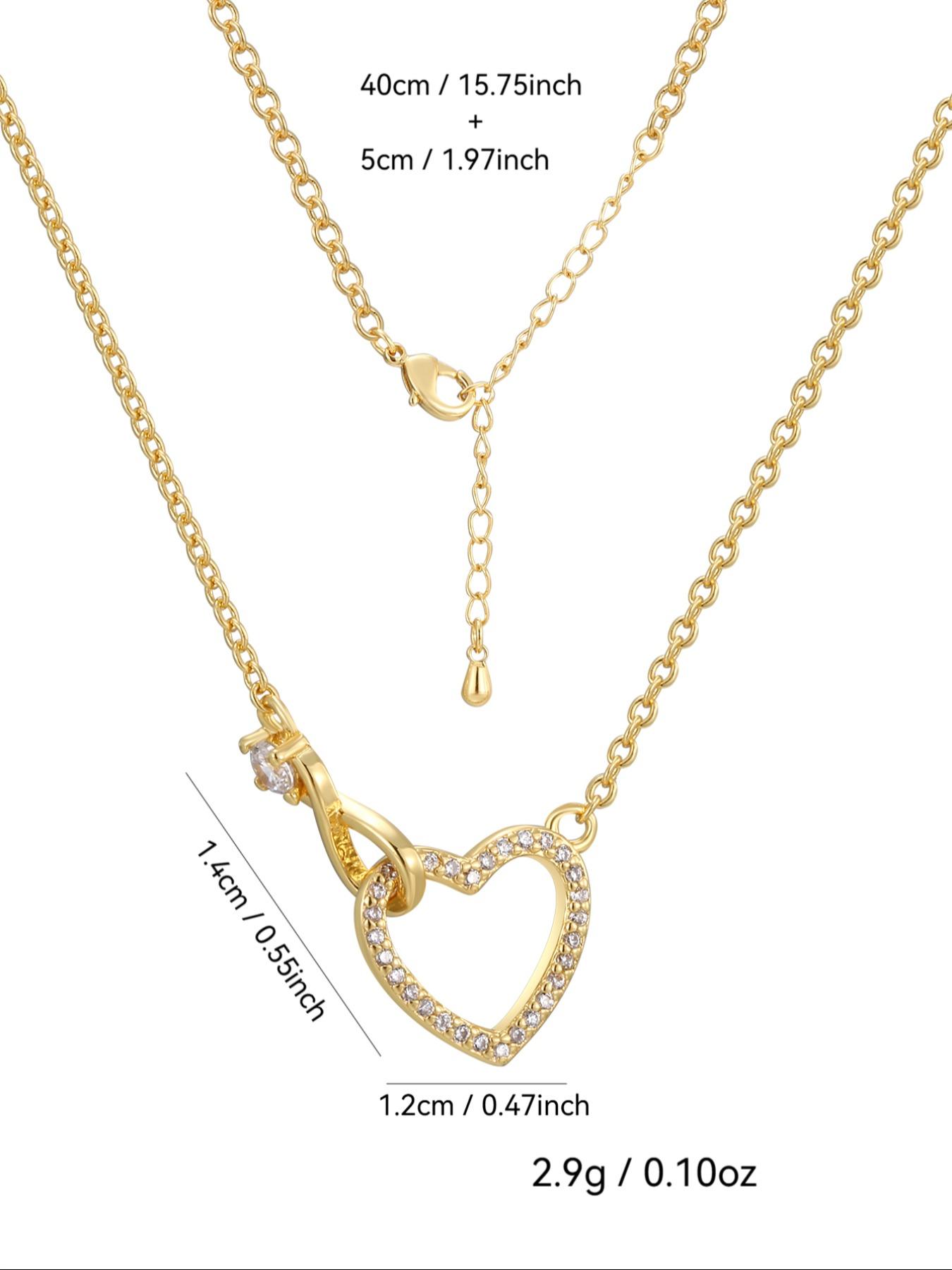 Infinity Symbol & Heart Design Pendant Necklace, Elegant Artificial Zircon Decor Necklace for Women for Party, Daily Decor, Trendy All-match & Exquisite Jewelry for Birthday Gift