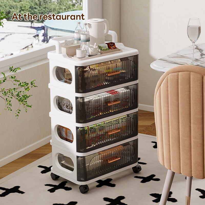 Transparent Drawer Storage Cabinet, 35cm*25cm/45cm*29cm, Multi-Layer Plastic Organizer, Mobile with Wheels, Space-Saving, Durable Design