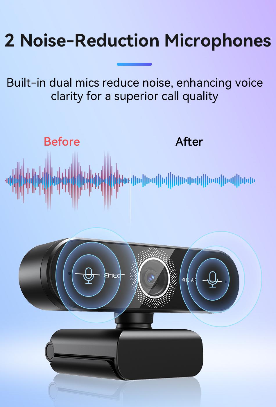 EMEET C60E 4K Ultra HD Webcam with Auto Focus 73° FOV for PC Gaming Switch2 Computer Camera 4K@30fps 1080P@60fps Fast AutoFocus Auto Light Correction Plug & Play with Privacy Cover for Streaming Working Gaming, TikTokShopBlackFriday