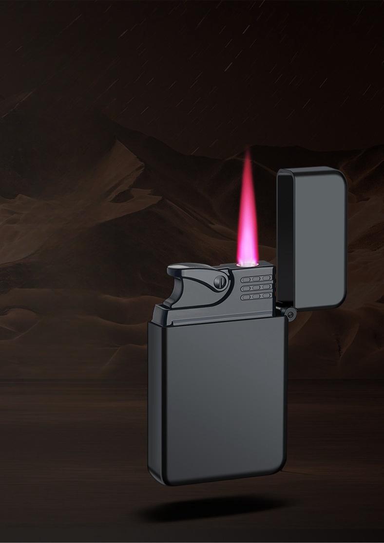 Wind-Resistant Metal Torch Lighters with Red Flame & Dragon Design, Adjustable Flame, Refillable Butane Gas Lighters for Camping, Bbq & Outdoor Use, Cool Gift for Men (Butane Not Included)