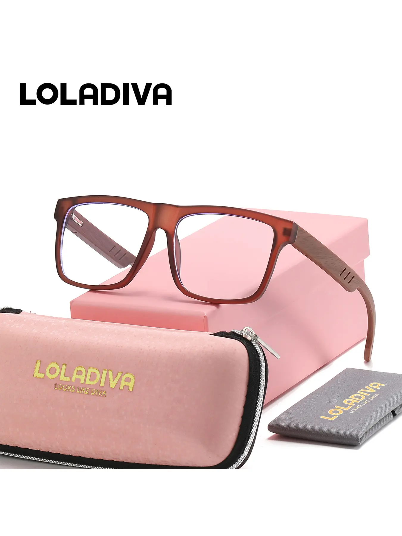 LolaDiva 1 Piece Unisex Classically Designed Full Frame Plaon Glasses Suitable For All Face Shapes Square Frame Plaon Glasses