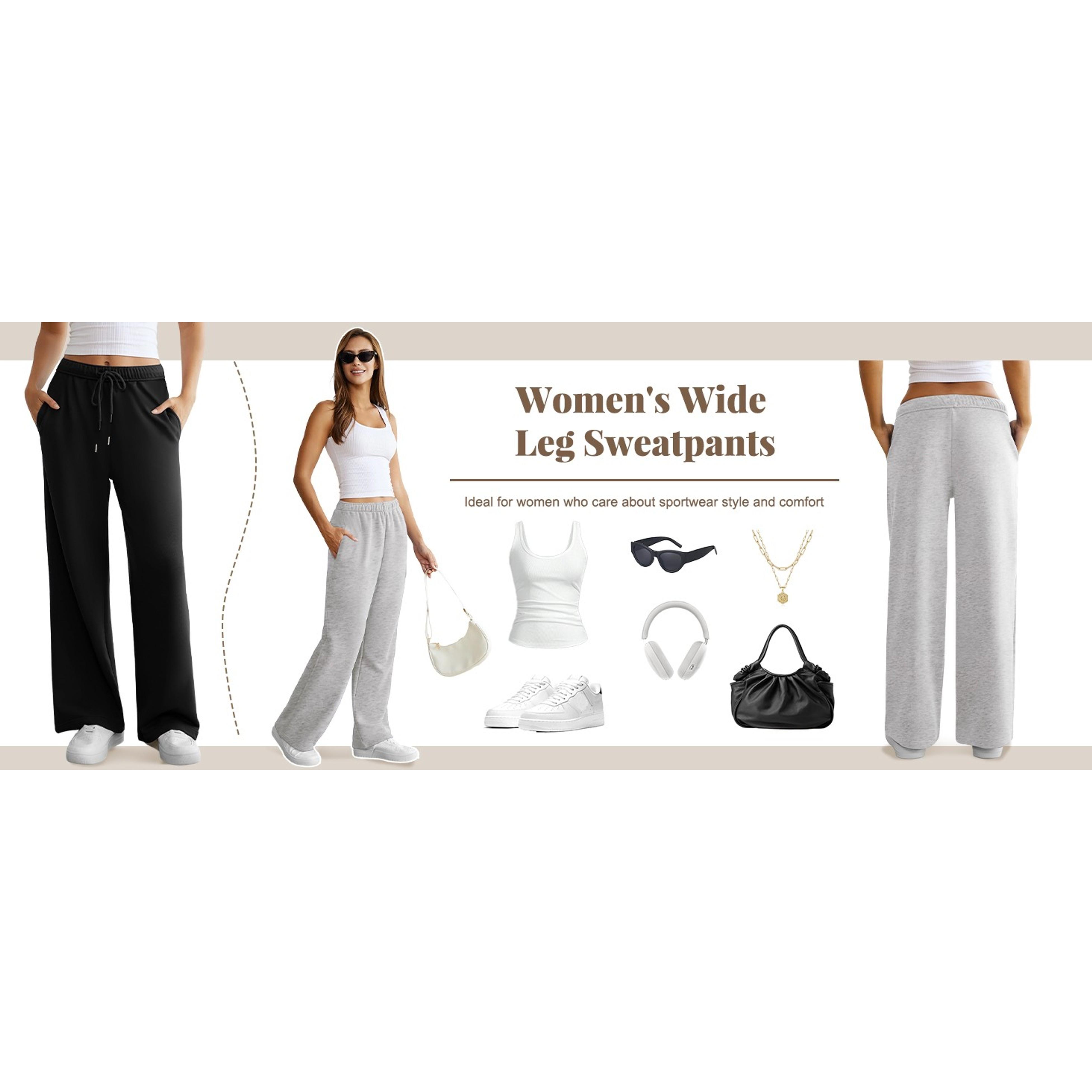 Women's Wide Leg Sweatpants with Interior Drawstring, Baggy Sweat PantsGift