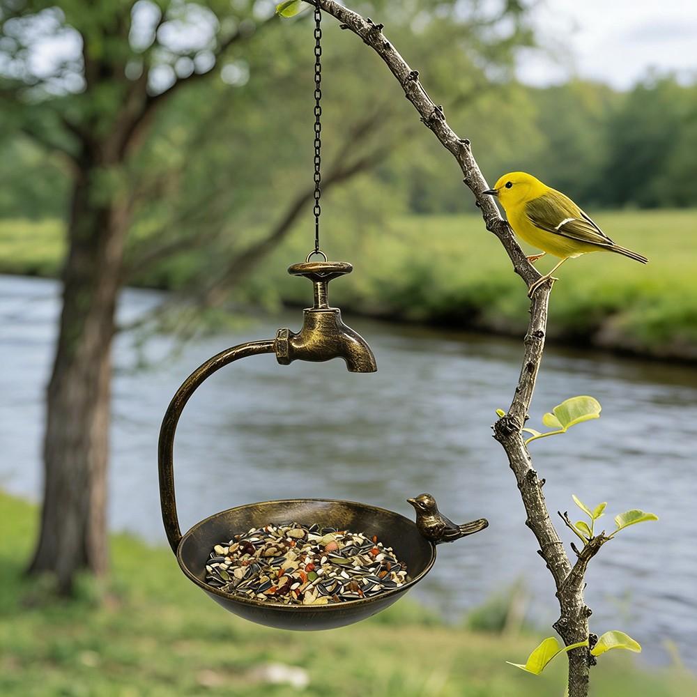 Vintage Style Hanging Bird Feeder, Hummingbird Feeder, Simple Metal Feeder with Faucet Design, Multi-Functional Bath Bowl with Bird Decorations, Suitable for decorating Outdoor Yards, Balconies, And Gardens, best gift for bird lovers, Metal Bird Feeders Vintage Style Hanging Bird Feeder, Hummingbird Feeder, Simple Metal Feeder with Faucet Design, Multi-Functional Bath Bowl with Bird Decorations, Suitable for decorating Outdoor Yards, Balconies, And Gardens, best gift for bird lovers, Metal Bird Feeders
