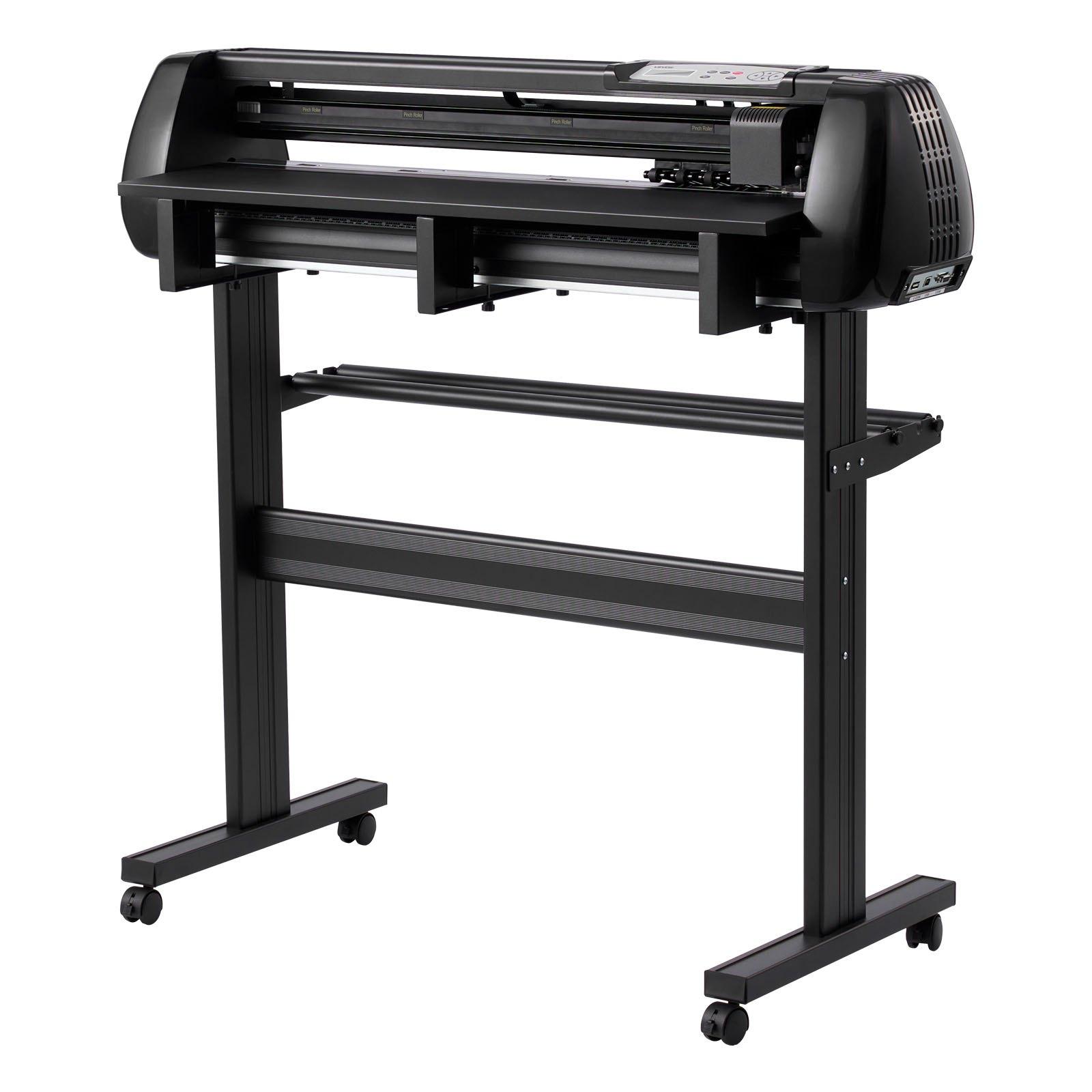 VEVOR Vinyl Cutter Machine, 34 inch Max Feed Width, Dual Blades, Adjustable Force and Speed, LED Display, Vinyl Plotter Cutter Printer Bundle with Sticker Sheets, Transfer Film, Signmaster Software