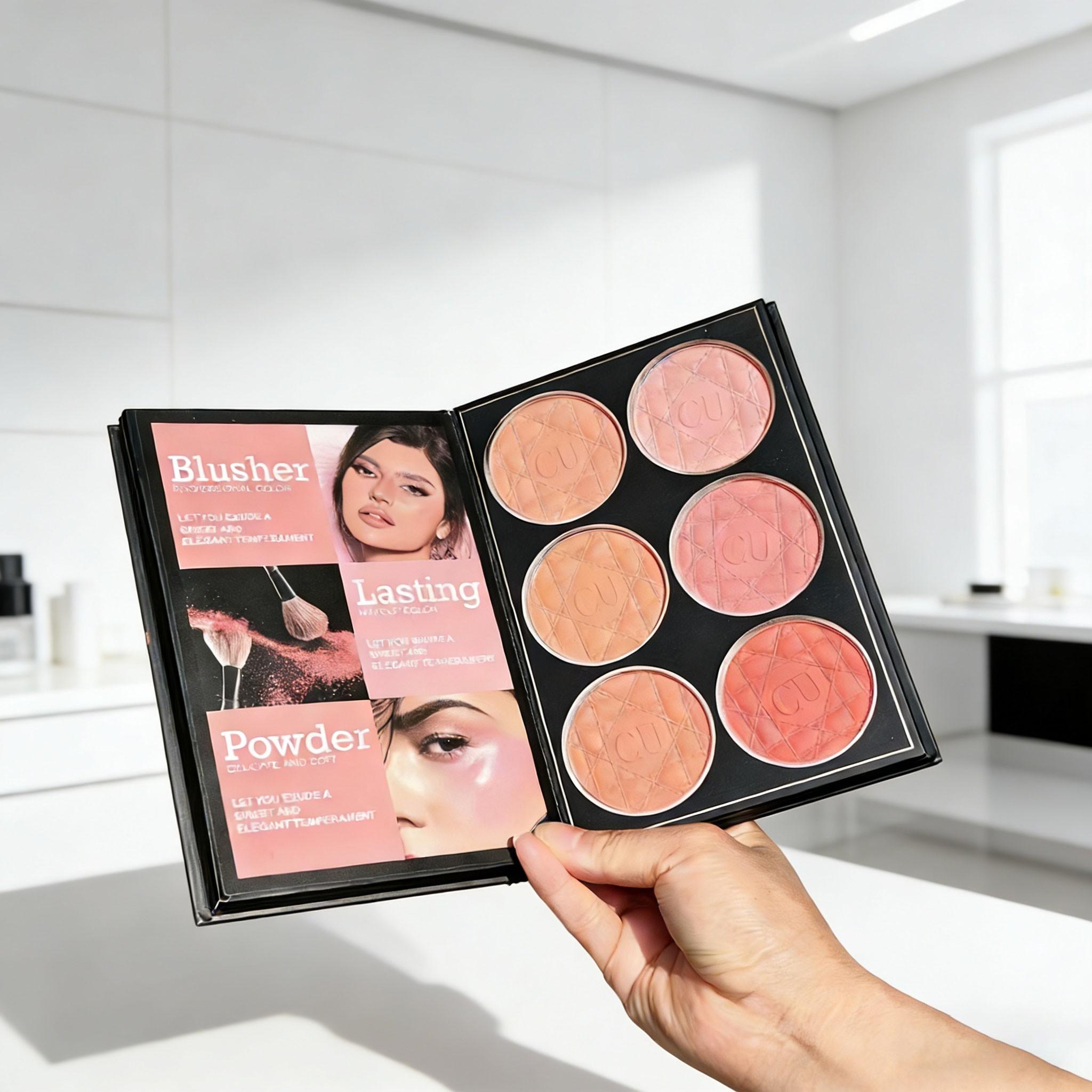 Book Style Makeup Book + Brush Set, Makeup Palette Set, Includes Eyeshadow, Blush, Contour, Highlight, Long-Lasting Easy Application, Perfect Gift for Valentine's Day/birthday