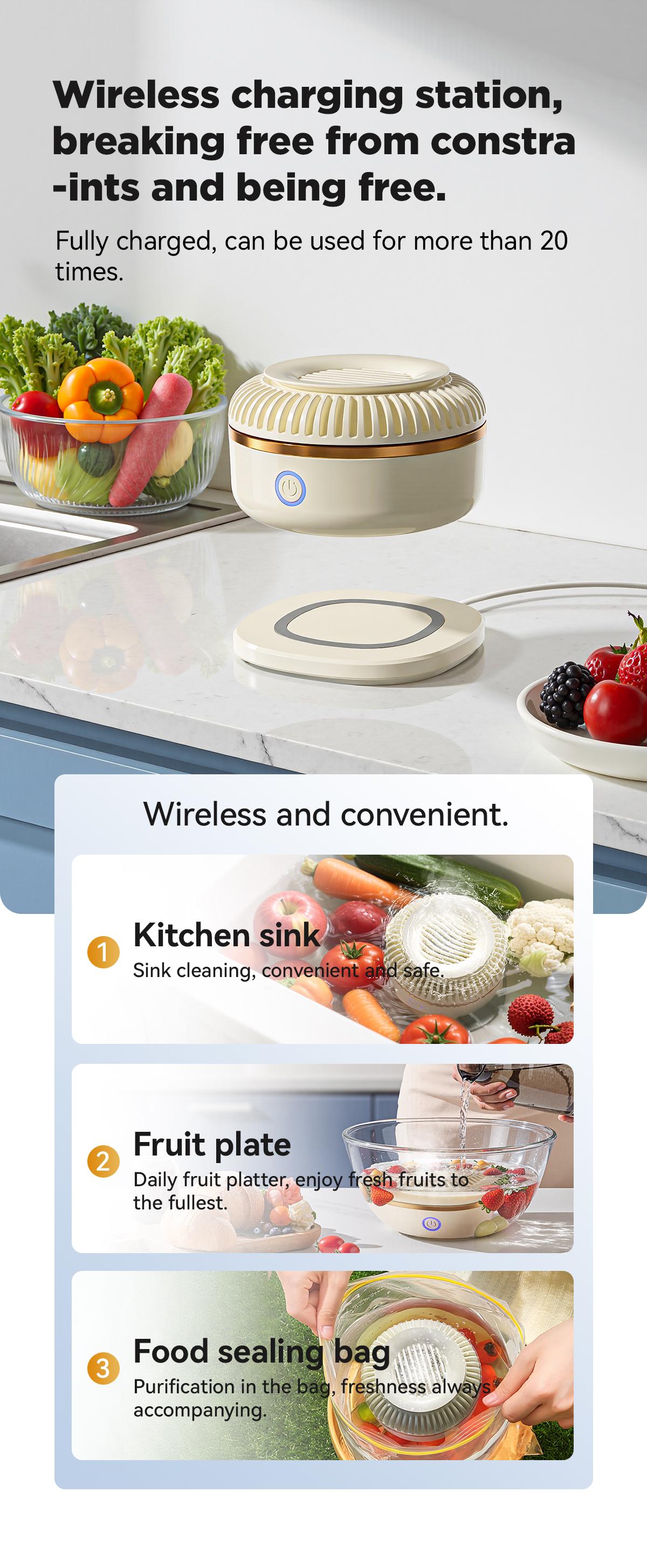 TESORO CASA Wireless Home Fruit & Vegetable Washing Machine High-Efficiency Hydroxyl Ion Technology Rotating Food Washer for Fresh Produce Eco-Friendly Clean Eating Juicer Use Ideal Gift for Kitchen 2026