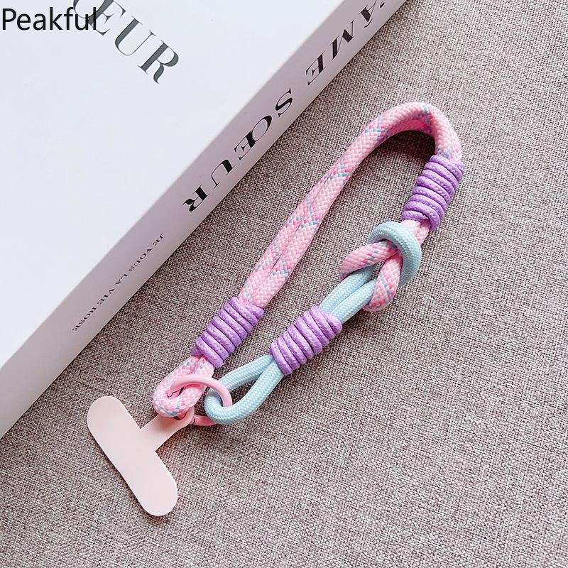 Y2K Colorful Braided Phone Lanyard, Viral Neon Mini Wrist Strap for Smartphones, Detachable Tethered Accessory with Adjustable Knot, lightweight woven design & secure attachment, ideal for music festivals, beach trips, travel days and casual streetwear