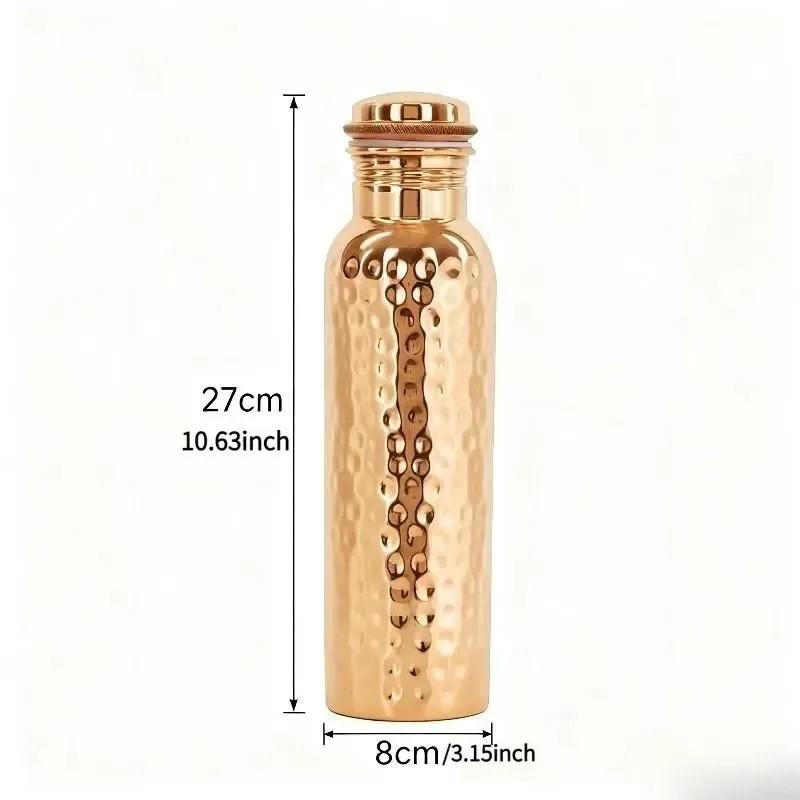34 Oz (1000ML) Copper Water Bottle, Elegant Hammered Design, Leak-Proof Lid, Durable & Hygienic, Handmade in India, Reusable, Ideal for Fitness Enthusiasts
