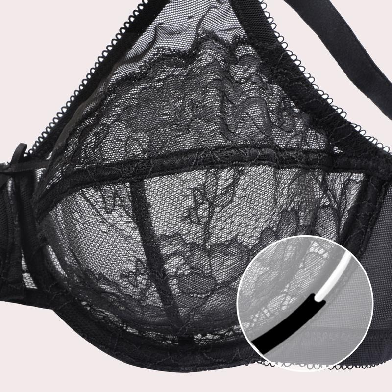 HSIA Enchante Floral Lace Unlined Comfort Unpadded Full Coverage Plus Size Underwire Bra