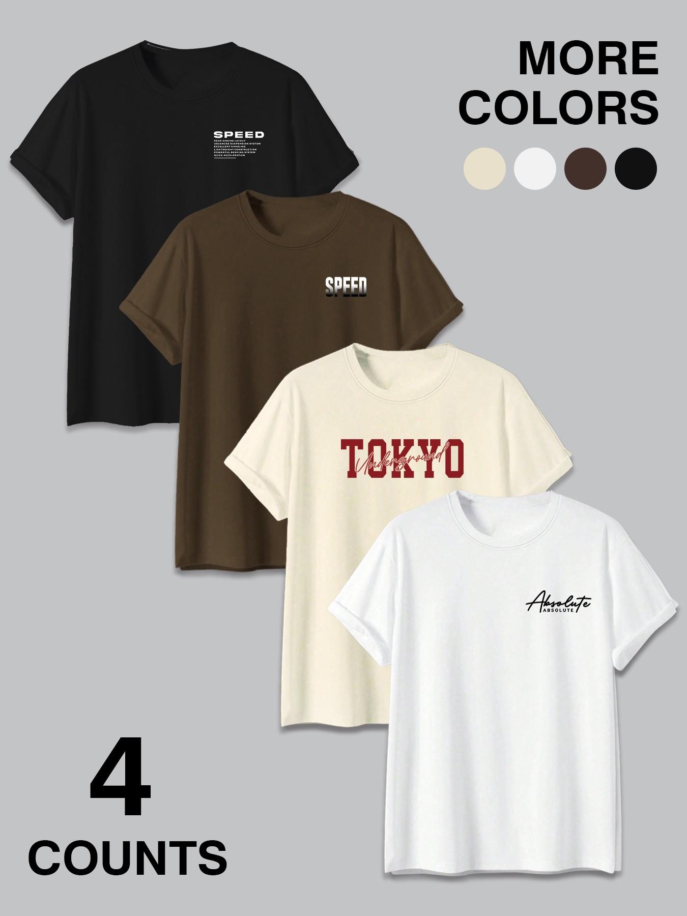 4-Pack JDM Car & Tokyo Street Aesthetic Graphic T-Shirts | Racing Streetwear Casual Tees Set