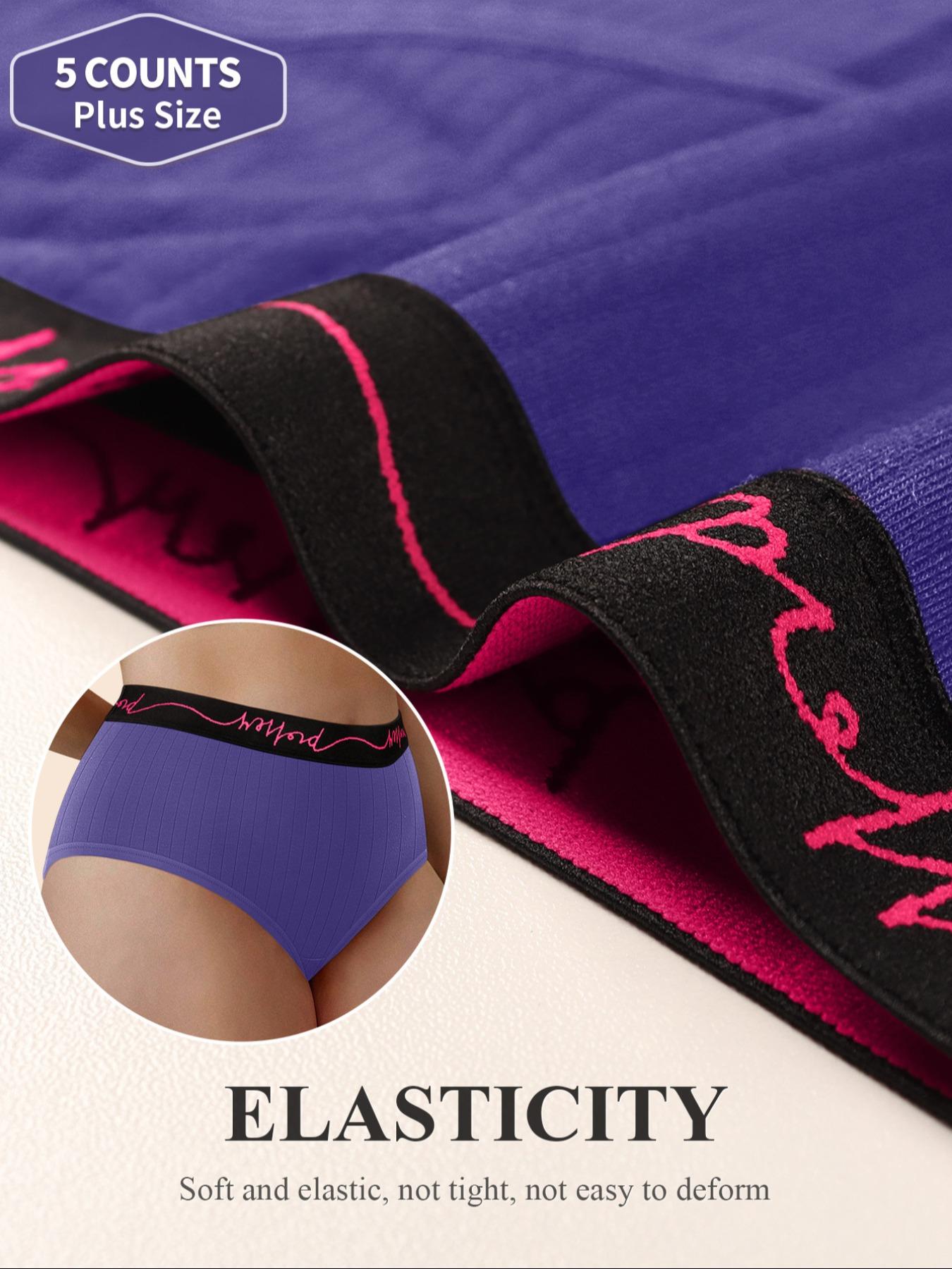 Plus Size Letter Tape Brief, Breathable Fit Panties, Soft Comfy Breathable Panties for Daily Wear, Women's Underwear for All Seasons