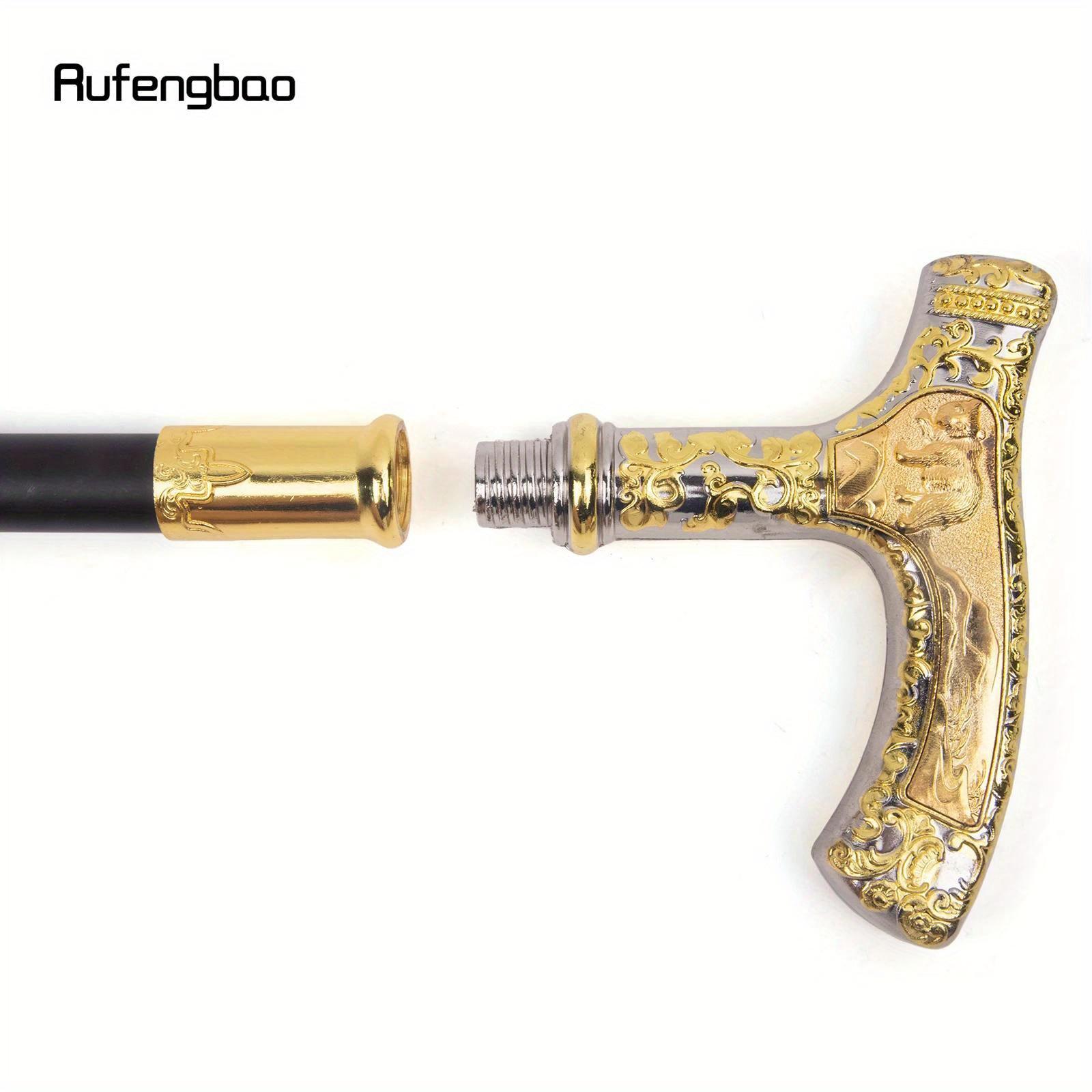 Golden White Luxury Bear Handle Walking Cane Fashion Decorative Walking Stick Gentleman Elegant Cosplay Cane Knob Crosier 90cm