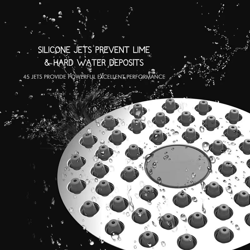 Shower Head 360 Degree Rotating Self-Cleaning Nozzle, Water Saving Flow Optimizer, Easy Installation Rustproof Abs, Adult Elderly Spa Shower