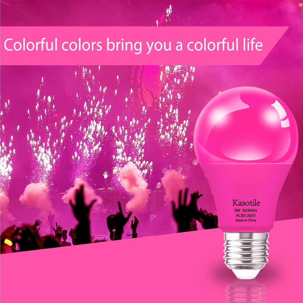 9W E26/E27 Colorful Light Bulbs 1/4 Pack, Red Blue Green Purple Orange Pink Festival Lights, Non-Dimmable Holiday Lighting for Halloween Christmas Party Decor