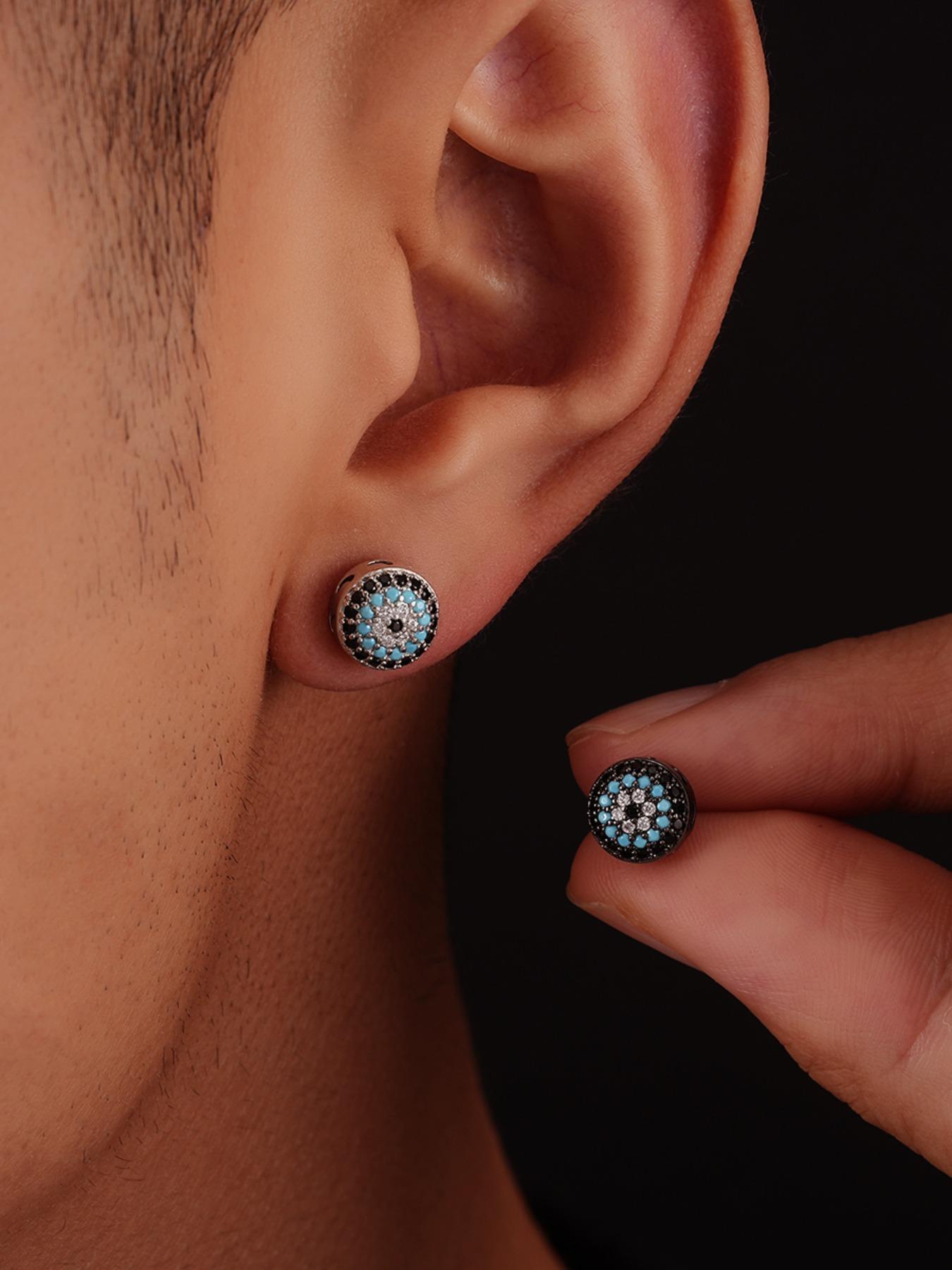 Men's Hip Hop Earrings, Three-Color Design, Unique Fashion Accessory, Versatile Daily Wear Jewelry, High-Quality Ear Studs, Trendy Jewellery Accessories