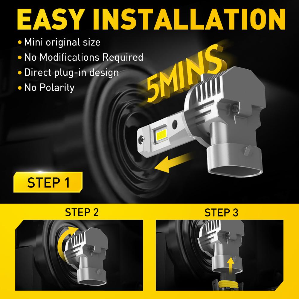 AUXITO 2x H10 9415 100W 6500K White LED Headlight Fog Light Driving Bulbs M6