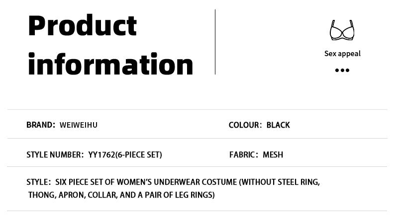Women's Black 6-Piece Sexy Halloween Maid Lingerie Set - Curvy Altgirl Outfit, Seduction-Themed Underwear Gift for Seniors lingerie, lace sexy woman,  new stylewomen, lingerie set