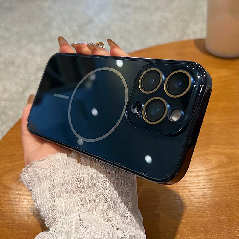 Compatible with iPhone 17 Pro Max/ 17 Pro/16/15/14/13/12 Pro Max Phone Case Magnetic phone case Electroplating protective cover phone case hlk04