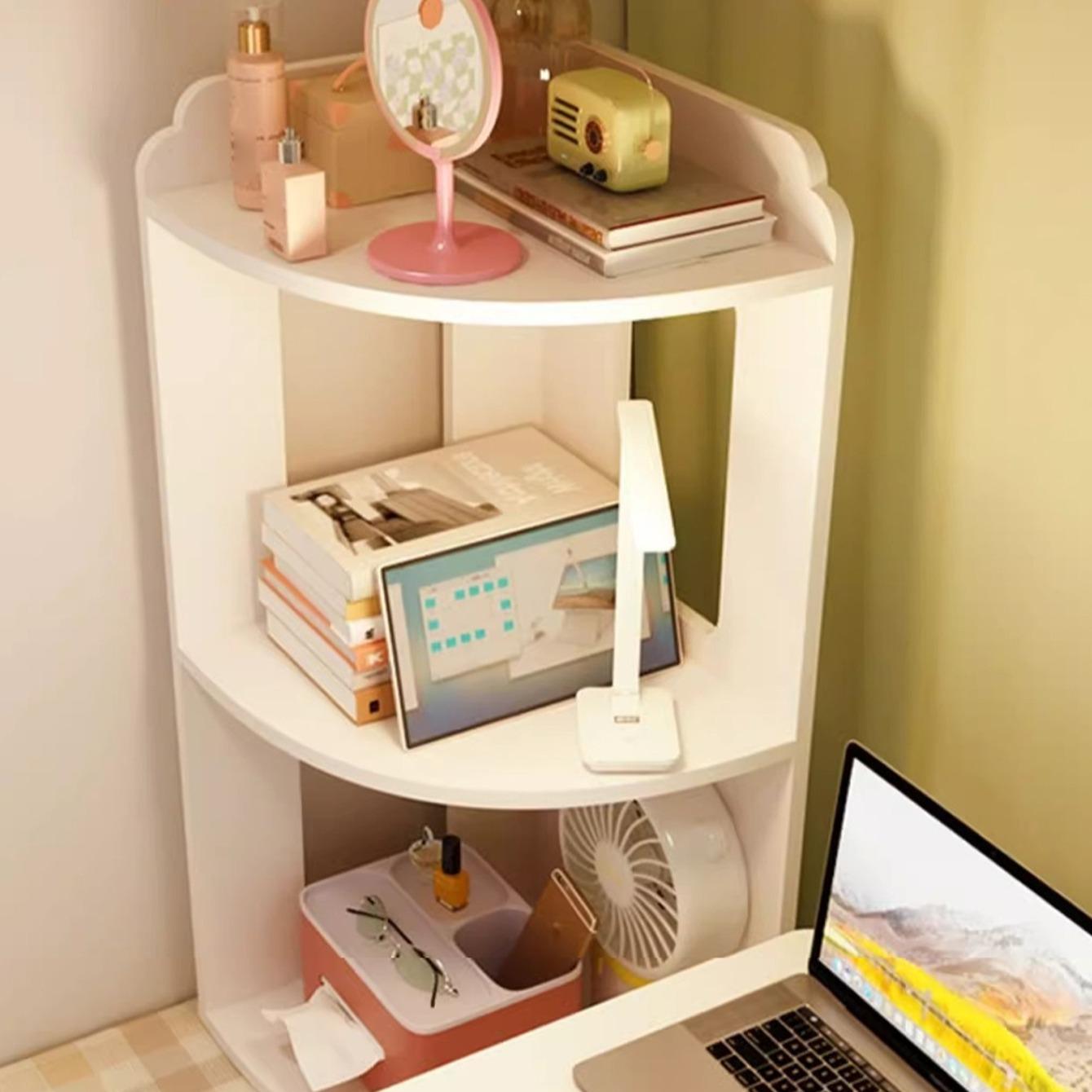 Multi-Layer Corner Shelf, Wall Angle Storage Rack, Desk Standing Bend Corner Shelves, Bedside Dormitory Bookshelf Organizer, Wall Mounted Shelf, Living Room, Decoration Items