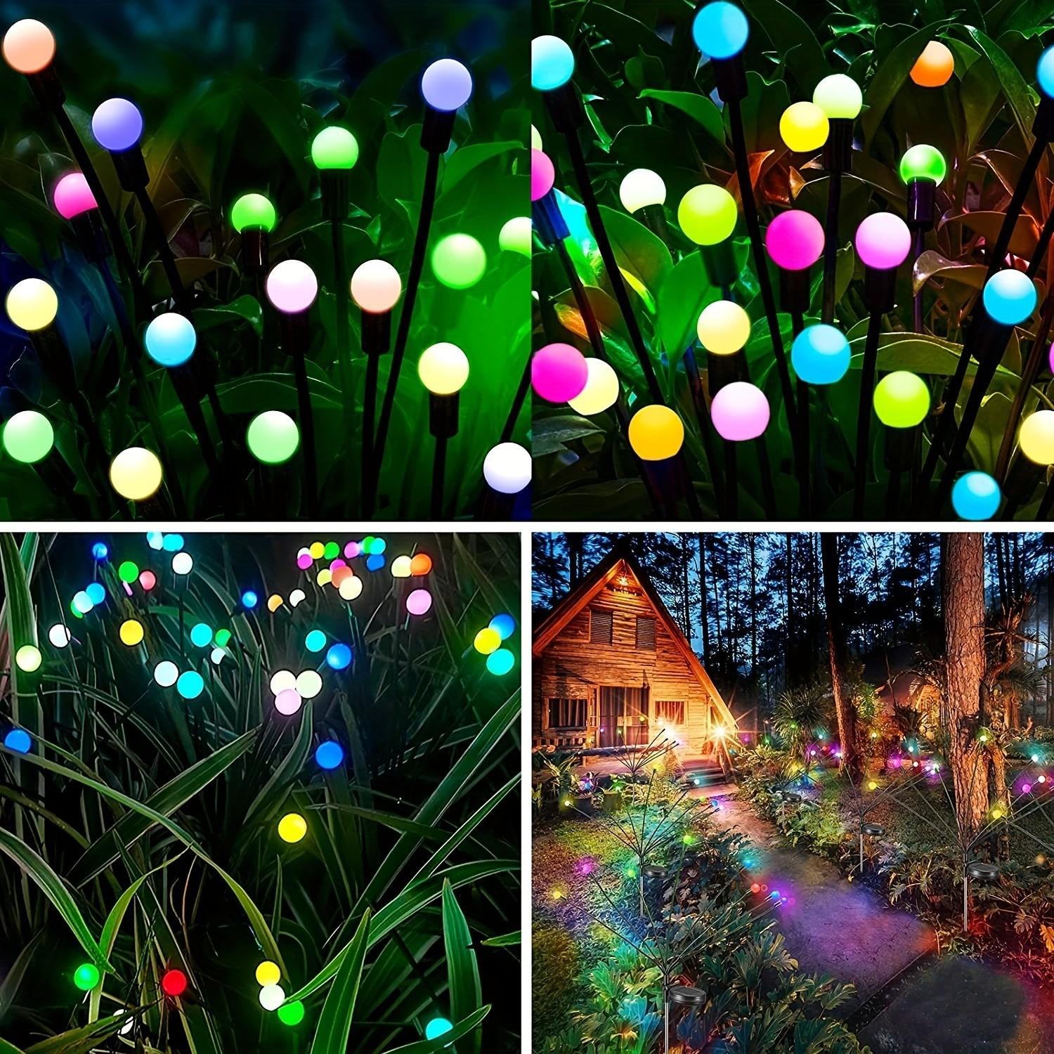 2-Pack Solar Lawn Firefly Lights, LED Fan Firefly Ground Lamp, Waterproof Outdoor Solar Light, Outdoor Solar Lighting