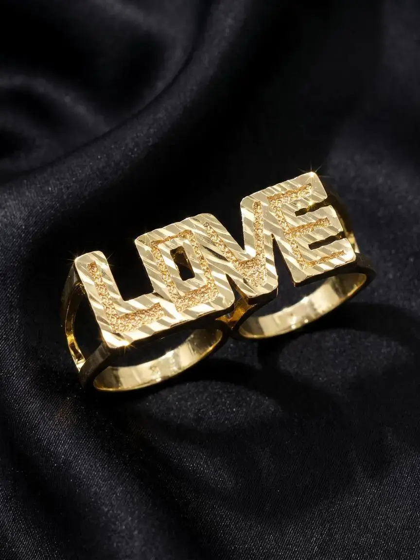 Geometric Love Letter Ring, Statement Ring, Copper Alloy Material, Unisex Street Style Jewelry, Geometric Design Ring, Perfect Gift for Valentine's Day, Geometric Rings & More