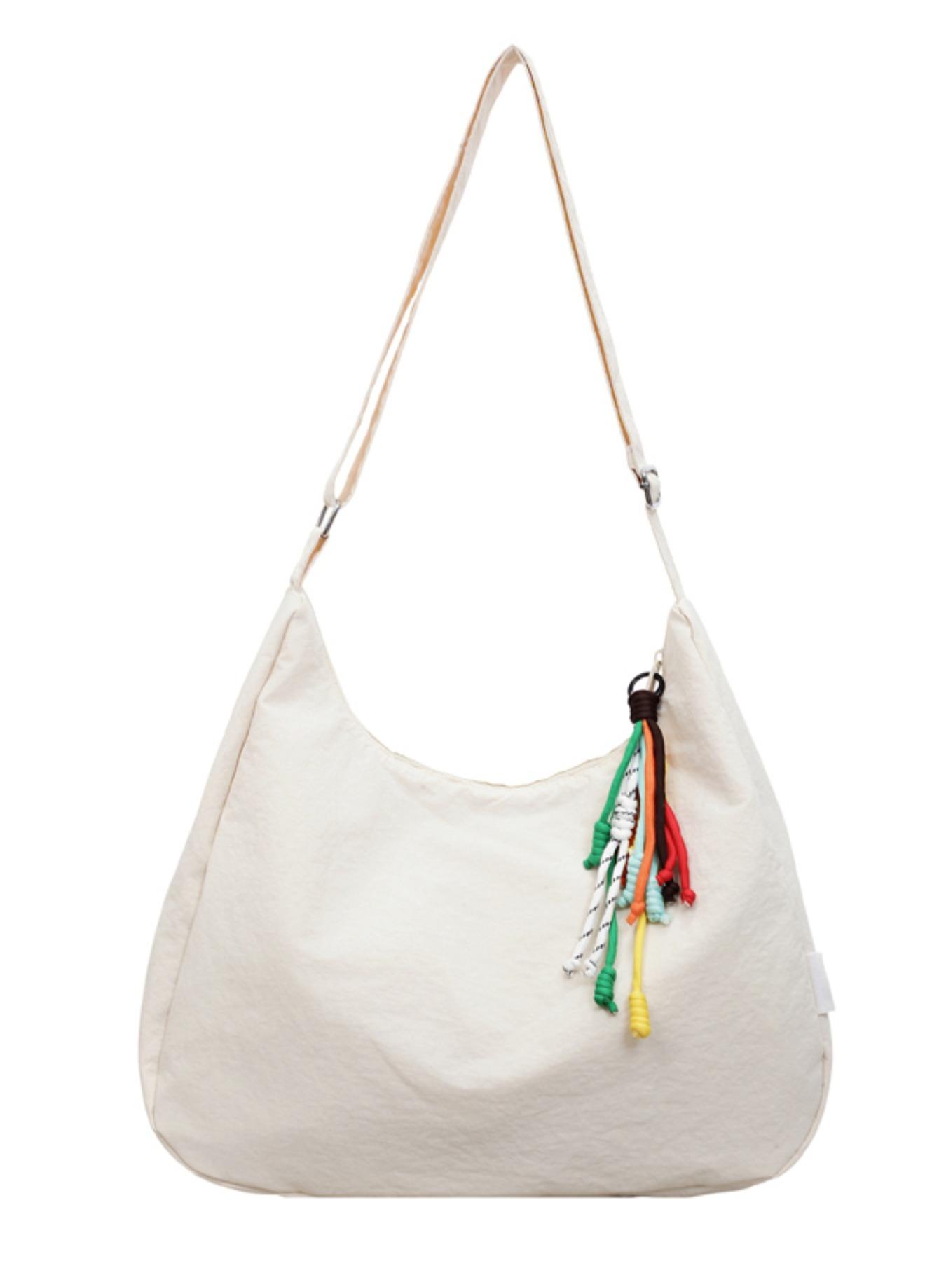 Water-Resistant Nylon Crossbody Shoulder Bag, Large Capacity Casual Style, Plain Design for All Seasons, Ideal for Students and Daily Use