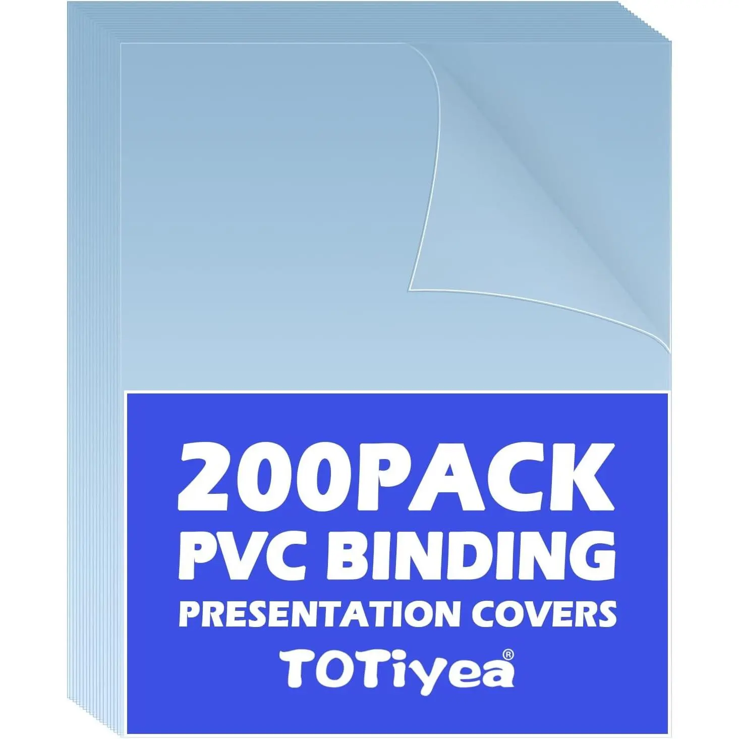 200 Pack 5 Mil Clear Binding Covers 8.5" x 11", Bulk Pack