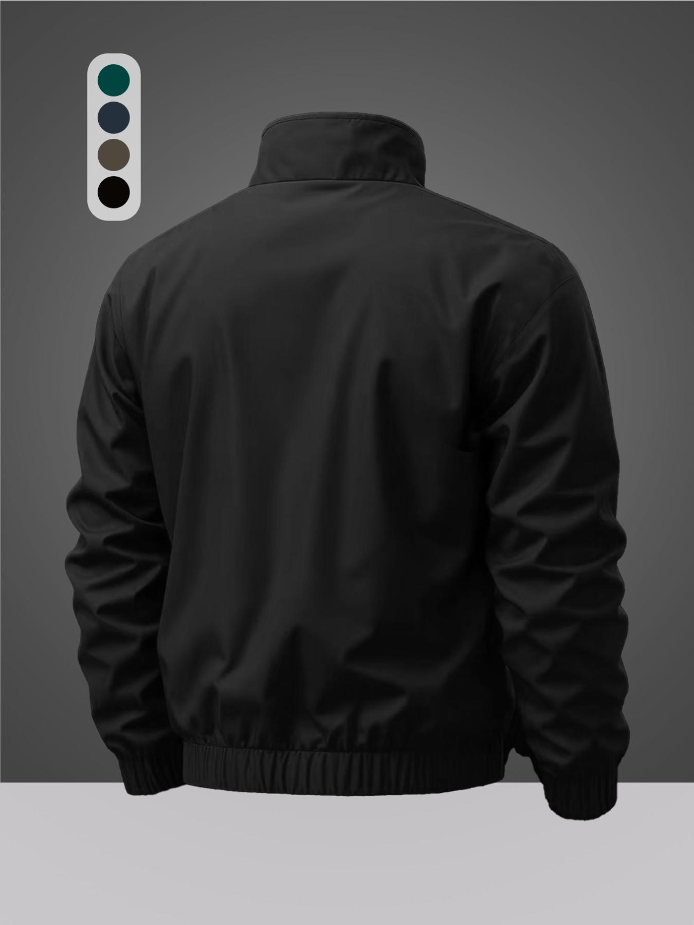 Men's Lightweight Waterproof Colorblock Letter Print Jacket, Windproof Durable Outdoor Casual Cycling Running Coat, Leisure Outdoor Jacket