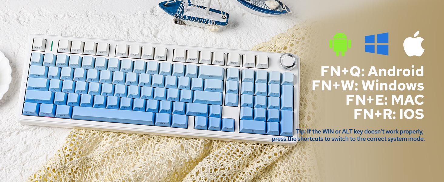 Aula F99 Pro Wireless Mechanical Gaming Keyboard with Knob Tri-Mode BT5.0 USB-C 2.4GHz Hot Swappable Pre-Lubed Switches Gasket Structure RGB Backlitwith Numpad PBT Keycaps Multifunction Knob for MAC PC Gamer