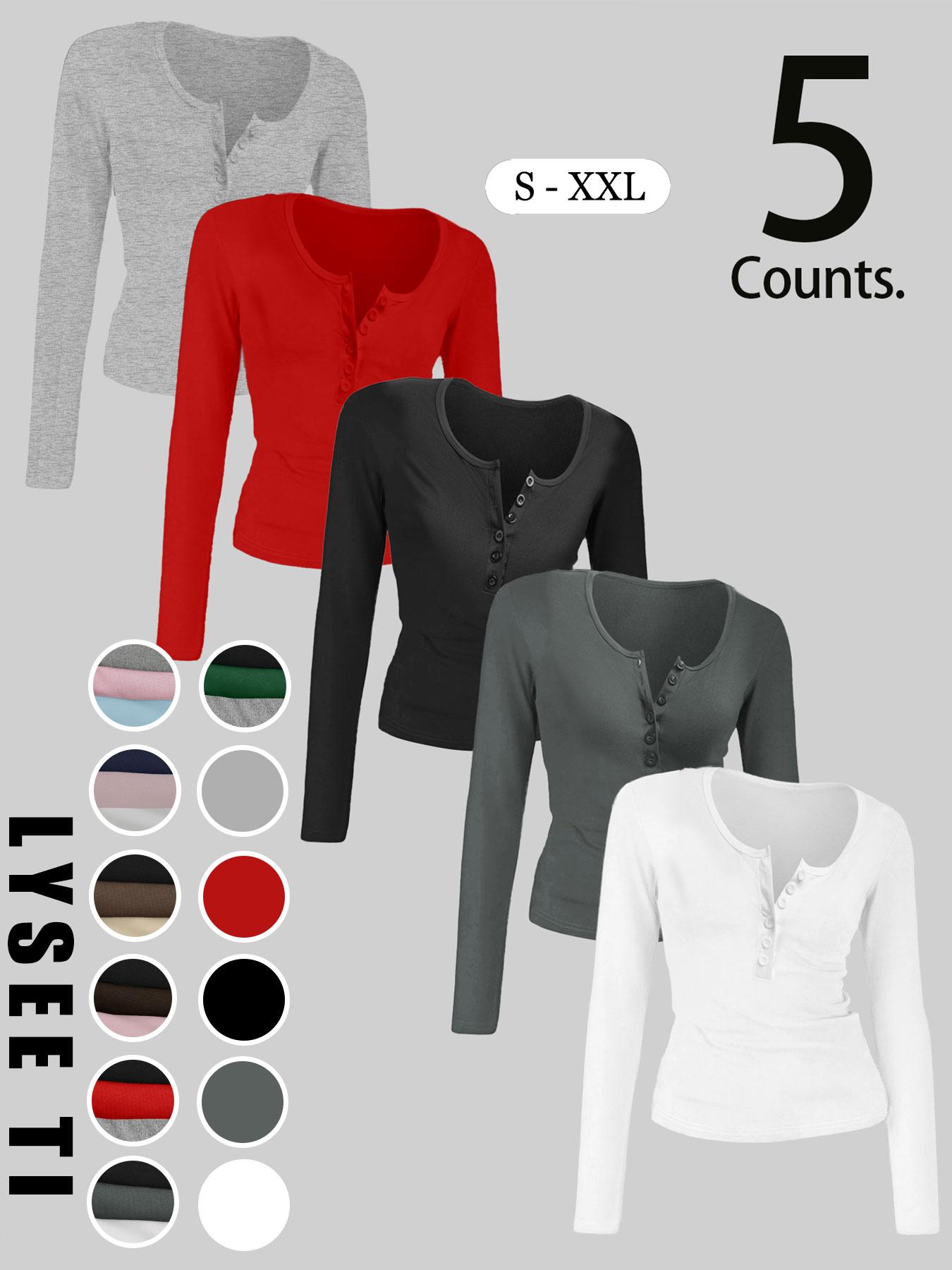 3pcs Autumn And Winter Women'S Casual Fashion Sporty Tee Set, With Multi Button Design, Solid Color Round Neck Long Sleeved Top, Athleisure Wear Set