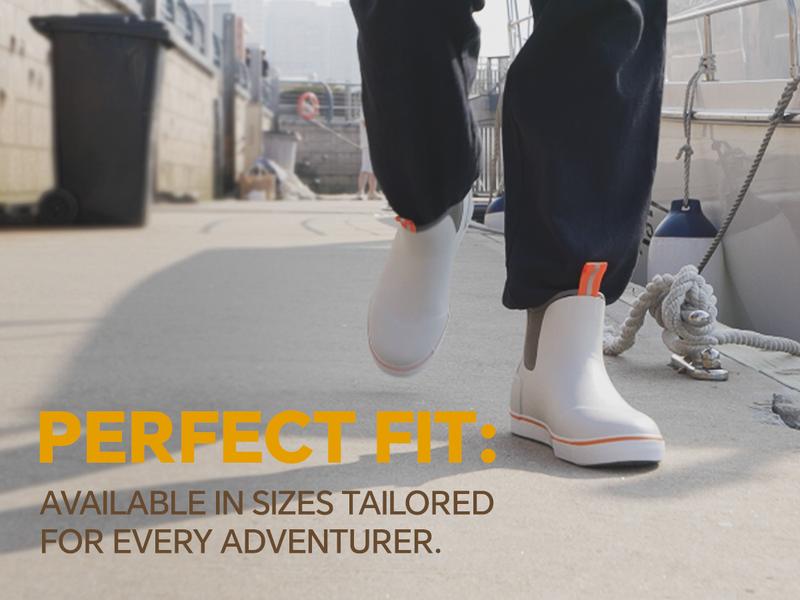 Furuian Men's Deck Boots  Fishing Boots Rain boots work shoes Professional Waterproof&Non-Slip Walking Ankle Booties Slip On Neoprene Rubber Footwear Chelsea Boots Men botas para hombre for Gardening Fishing Boating Camping Sailing Fathersdaygift Boy