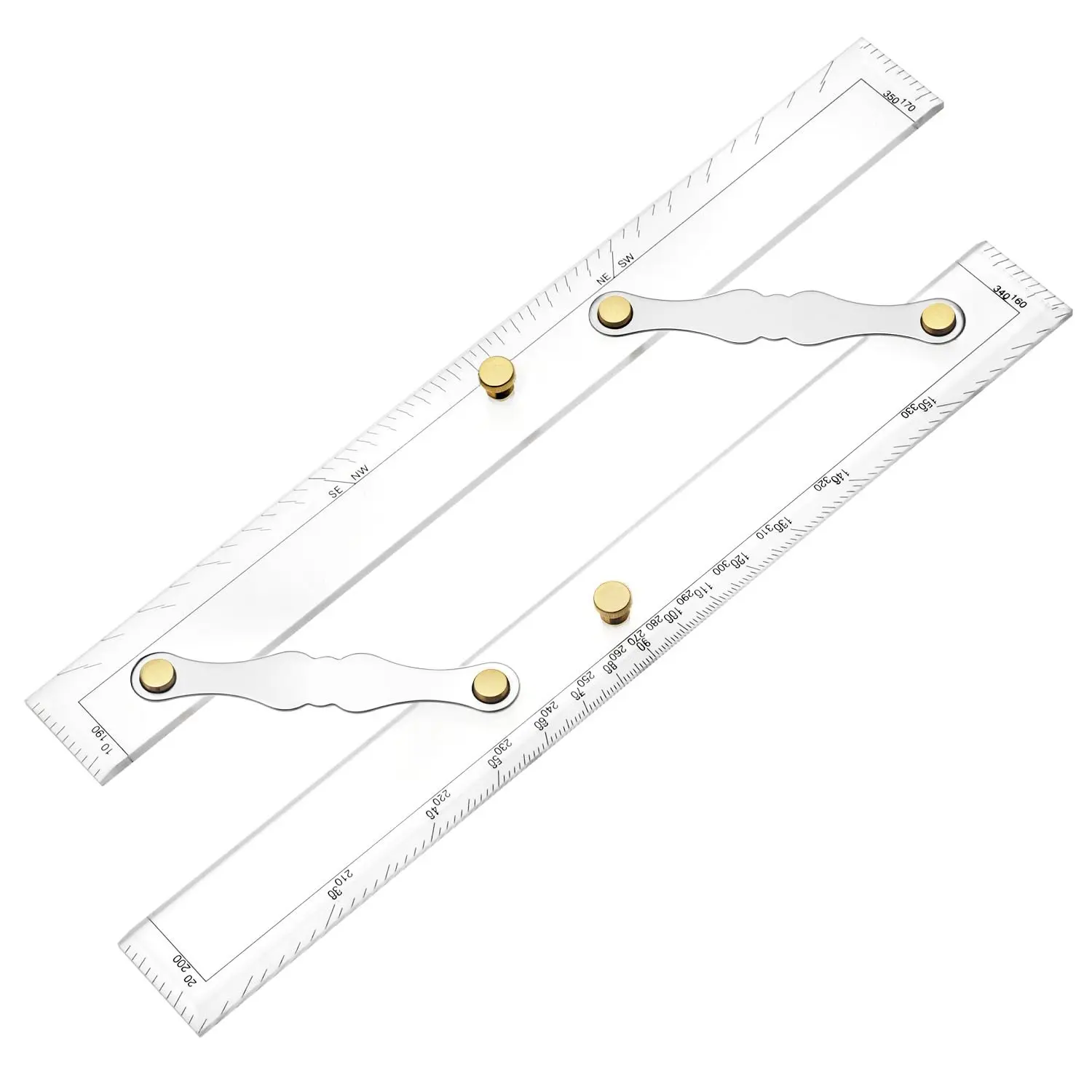 Parallel Ruler with Clear Markings, 12 in Navigation Plotting Tool, Clear Scale Nautical Plotter, Mapping Points to Pull Parallel Ruler